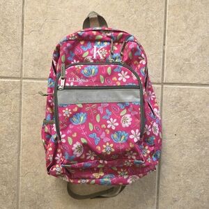 L.L. Bean Kids Floral Backpack - Pink and Blue